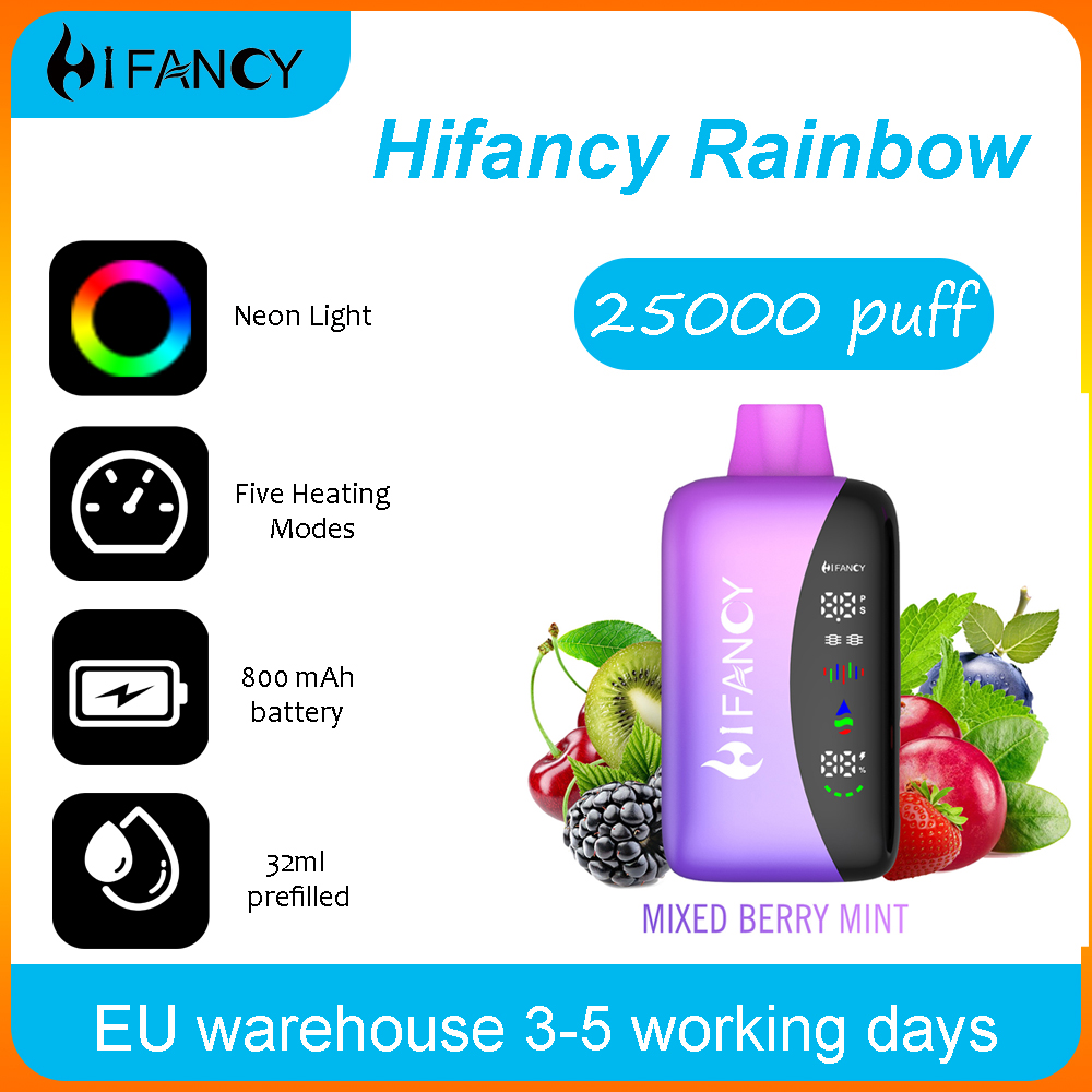 HiFancy Rainbow 25000 Vape descartável Mixed Berry Mint - HIFANCY