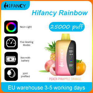 HiFancy Rainbow 25000 Vape descartável Pêssego Ananás Laranja - HIFANCY