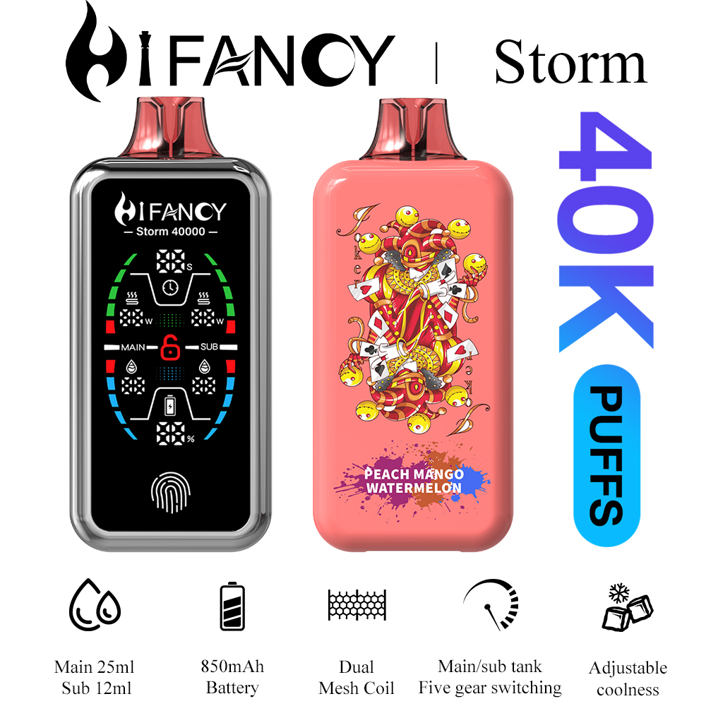 HiFancy Storm 40000 Vape descartável Pêssego Manga Melancia - HIFANCY